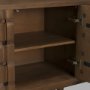 71294 - Trellyn Dark Brown Solid Wood 4-Door w/ Carved Woven Doors Closed Sideboard