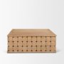 71297 - Trellyn 48" Light Brown Wood w/ Carved Woven Base Square Coffee Table