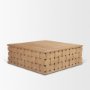 71297 - Trellyn 48" Light Brown Wood w/ Carved Woven Base Square Coffee Table