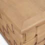 71297 - Trellyn 48" Light Brown Wood w/ Carved Woven Base Square Coffee Table