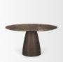 71137-AB - Allyson 54" Round Dark Brown w/ Cappuccino Marble Pedestal Dining Table