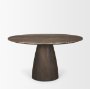 71137-AB - Allyson 54" Round Dark Brown w/ Cappuccino Marble Pedestal Dining Table