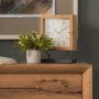 70693 - Renaya Light Brown Wood w/ Matte Black Metal Base Table Clock