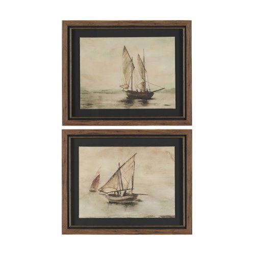 15980 - Timeless Voyage (Set of 2) by Mercana Studio Hand Embelished Framed Artwork Matted under Glass