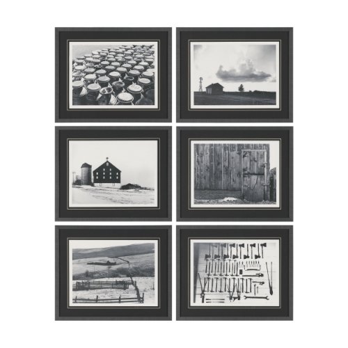 16008 - Rural Rows (Set of 6) by The Chelsea Collection Textured Framed Art Print Matted under Glass