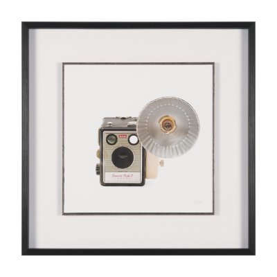 16016 - Flash Bulb Camera by Deborah Revell Hand Embelished Framed Art Print Matted under Glass