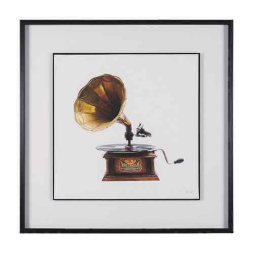 16017 - Gramaphone by Deborah Revell Hand Embelished Framed Art Print Matted under Glass