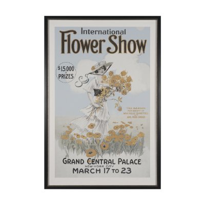 16027 - Ephemera Flower Show by The Vintage Collection Hand Embelished Framed Artwork Matted under Glass