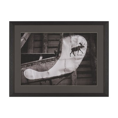 16034 - Moose Canoe by Deborah Revell Framed Art Print Matted under Glass