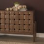 71294 - Trellyn Dark Brown Solid Wood 4-Door w/ Carved Woven Doors Closed Sideboard