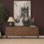 71294 - Trellyn Dark Brown Solid Wood 4-Door w/ Carved Woven Doors Closed Sideboard
