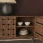 71294 - Trellyn Dark Brown Solid Wood 4-Door w/ Carved Woven Doors Closed Sideboard