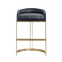 67080V - Hollyfield Charcoal Brown Leather Seat Gold Metal Base Bar Stool