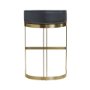 67080V - Hollyfield Charcoal Brown Leather Seat Gold Metal Base Bar Stool