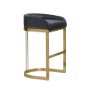 67080V - Hollyfield Charcoal Brown Leather Seat Gold Metal Base Bar Stool