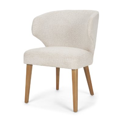 71265 - Niles 20" Seat Height Cream Fabric Seat W/ Med Brown Wooden Legs Wingback Dining Chair (G520-4A)
