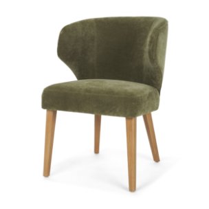 Niles Wingback Dining Side Chair | Moss Olive Fabric w/ Wooden