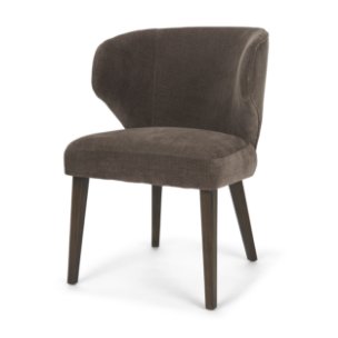 Niles Wingback Dining Side Chair | Brown Fabric w/ Dark Brown Wooden