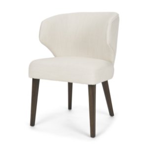 Niles Wingback Dining Side Chair | Cream Fabric w/ Dark Brown Wooden