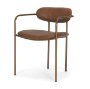 71227 - Parker Brown Leather Seat Gold Metal Frame Dining Chair