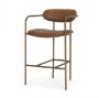 71228 - Parker Brown Leather Seat Gold Metal Counter Stool