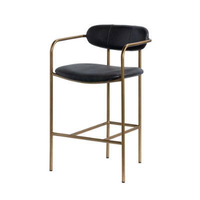 69362V - Parker Black Leather Seat Gold Metal Counter Stool