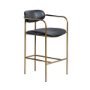 69362V - Parker Black Leather Seat Gold Metal Counter Stool