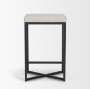 68444V - Frodo 26.5H Seat Height White Fabric Seat Black Metal Base Stool