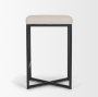 68444V - Frodo 26.5H Seat Height White Fabric Seat Black Metal Base Stool
