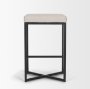 68444V - Frodo 26.5H Seat Height White Fabric Seat Black Metal Base Stool