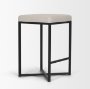 68444V - Frodo 26.5H Seat Height White Fabric Seat Black Metal Base Stool