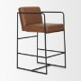 71226 - Stamford 36" Brown Leather Seat w/ Wood Back, Metal Frame Counter Stool