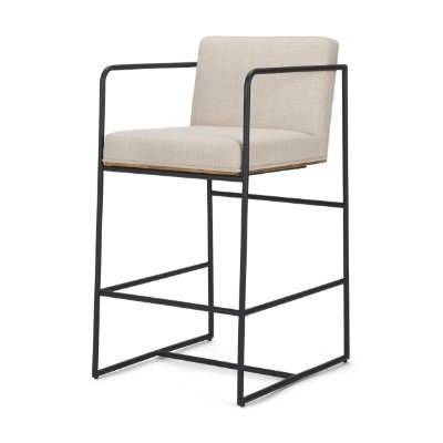 68764V - Stamford 36.5" Light Beige Upholstered Seat w/ Wood Back, Metal Frame Counter Stool