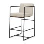 68764V - Stamford 36.5" Light Beige Upholstered Seat w/ Wood Back, Metal Frame Counter Stool