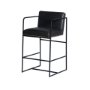 68763V - Stamford 36" Total Height Black Leather Seat w/ Wood Back Metal Counter Stool