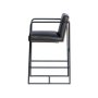 68763V - Stamford 36" Total Height Black Leather Seat w/ Wood Back Metal Counter Stool