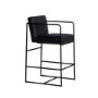 68763V - Stamford 36" Total Height Black Leather Seat w/ Wood Back Metal Counter Stool