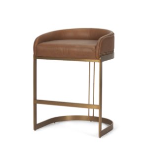 Hollyfield Backless 24.75in Seat Counter Stool | Cognac Brown Leather