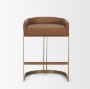 68573V - Hollyfield Cognac Brown Leather Seat Gold Metal Base Counter Stool