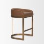 68573V - Hollyfield Cognac Brown Leather Seat Gold Metal Base Counter Stool