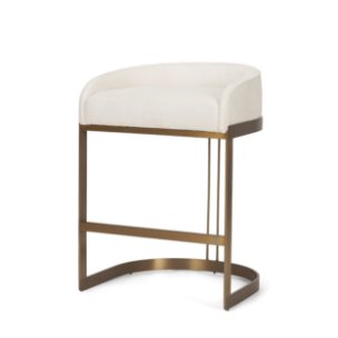 Hollyfield Low Back 24.75in Seat Counter Stool | Cream Fabric w/ Metal