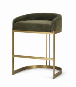 Hollyfield Backless 28.7in Seat Bar Stool | Olive Fabric w/ Gold Metal