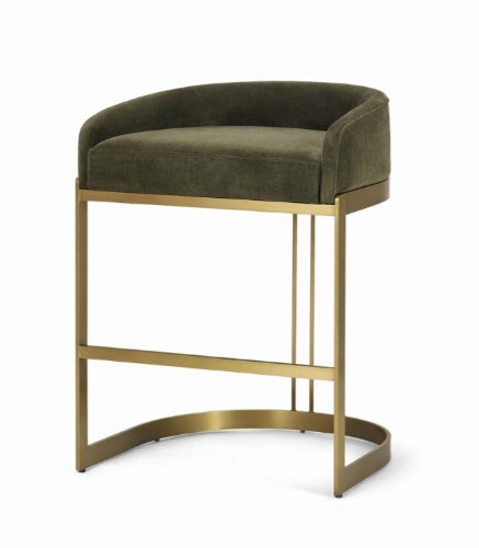 S04152 - Hollyfield II Moss 008 Fabric Seat Gold Metal Base Counter Stool