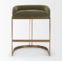 S04152 - Hollyfield II Moss 008 Fabric Seat Gold Metal Base Counter Stool
