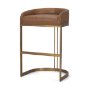 68574V - Hollyfield Cognac Brown Leather Seat Gold Metal Base Bar Stool