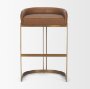 68574V - Hollyfield Cognac Brown Leather Seat Gold Metal Base Bar Stool