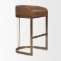 68574V - Hollyfield Cognac Brown Leather Seat Gold Metal Base Bar Stool