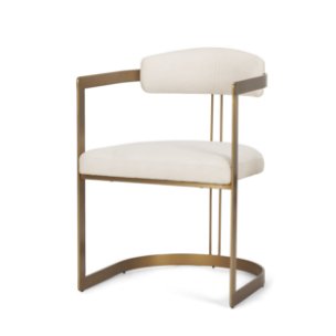 Hollyfield Curved Back Dining Arm Chair | Cream Fabric w/ Gold Iron