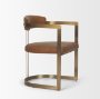 50413V - Hollyfield I Brown Leather Seat Gold Iron Frame Dining Chair