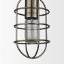65392 - Hines I 4x8 Antiqued-Brass Metal Cage Pendant Light 